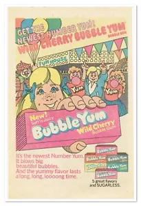 Publicidad impresa Wild Cherry Bubble Yum Masticable De colección 1980 Anuncio de papel de periódico - Imagen 1 de 4