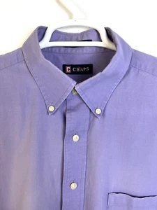 Chaps Button Down Shirt Men's 16 - 16.5 34/35 Blue Wrinkle Free FLAW - Picture 1 of 8
