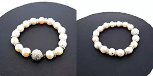 750 Weißgold Perlen Armband mit Diamanten , 21cm lang 117875 - Bild 1 von 1