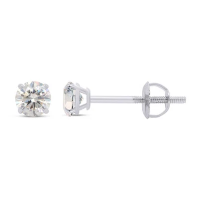 Solid 10K White Gold Real Moissanite Stud Earrings Pass Diamond Tester 1/4ctw - Image 1 of 4