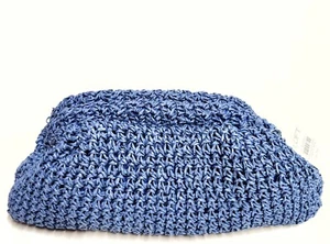 Loft Women's Woven Clutch Bag Handbag Cape Blue Paper Straw 761697 New with Tags - Picture 1 of 13