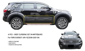 [K] V1 MATTEBLACK 4 PC BODY CLADDING SET FOR FORD EVEREST UAII 2018-2021 ON  - Picture 1 of 6