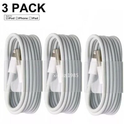 3-PACK OEM USB Data Fast Charger Cable Cord For Apple iPhone 5 6 7 8 X 11 12 MAX - Image 1 of 4