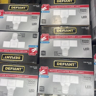 Defiant Motion Activated Outdoor Integrated LED Triple Head Flood Light White  - Image 1 of 4