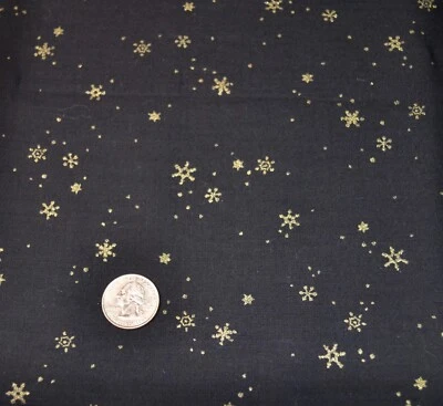 Estrellas metálicas doradas VIP Cranston de 2 yardas en tela de algodón negro Foto 1 de 2