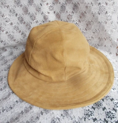 Vintage 1960's Hat, Camel Suede Floppy Hat, made in USA, Women One Size - Image 1 of 4