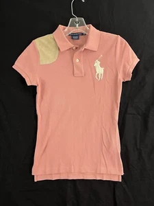 Ralph Lauren Polo Shirt XS Pink Big Pony Shirt Hunting Shoulder Equestrian - Picture 1 of 7