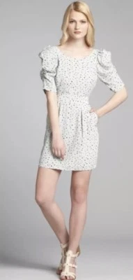 Nuevo con etiquetas Vestido BCBG Generation Rocío Gota Verde Menta Lunares Negro Espalda Abierta Talla 6 Foto 1 de 4