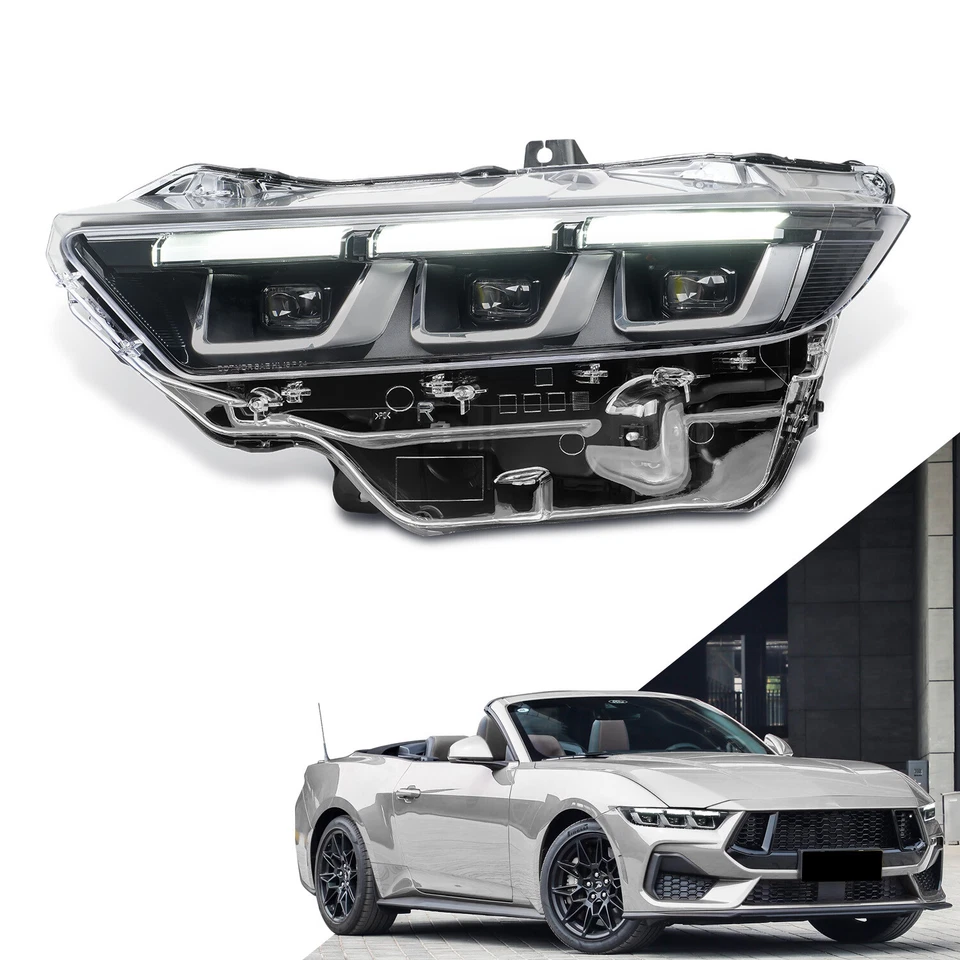 Driver Side Headlight for 2024-2025 Ford Mustang,Update OE Style,Chrome Inner, - Image 1 of 4
