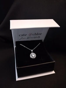 ✨Cate & Chloe Blake 18k White Gold Plated Silver Halo Necklace! - Picture 1 of 5