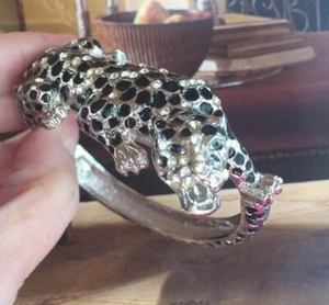 Vintage Panther Katze Leopard Armband Manschette Klammer Tier Figur Statement Windsor - Bild 1 von 6