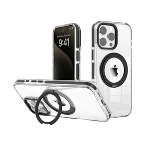 iPhone 16 Pro Max Clear Hard Protective Back Magsafe Magnetic Case Blacktech - Picture 1 of 10