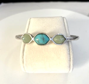 Silber Armreif Armband der Marke Glück mit grünen und aqua Steinen - Bild 1 von 5