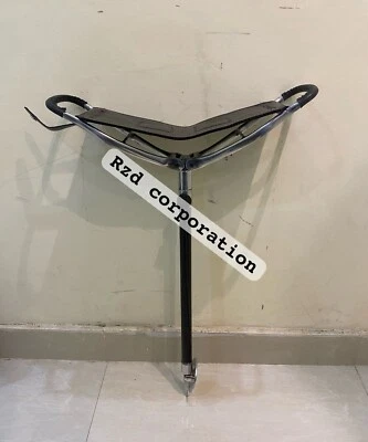 BLACK STRONG LEATHER SHOOTING SEAT WALKING STICK FOLDING SEAT SHOWS CHAIR STOOL - Image 1 of 3