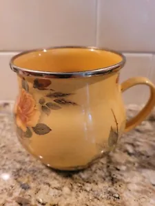 Victoria & Richard MacKenzie Childs Yellow Floral Enamelware Tea Cup  - Picture 1 of 4