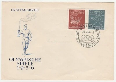 FDC Germany DDR, 1956. Berlin. Olympische Spiele Melbourne 1956 First Day   - Image 1 of 3