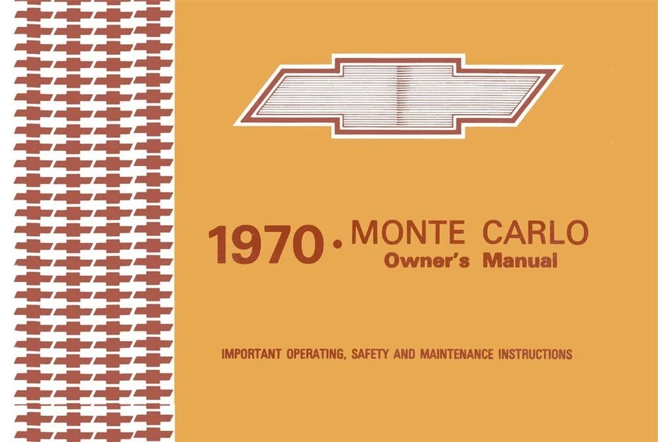 Chevrolet Monte Carlo 1970 manual del propietario guía del usuario libro de referencia del operador OEM Foto 1 de 1