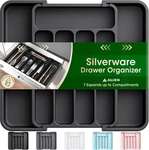Silverware Organizer - Expandable Kitchen Drawer Organizer, Adjustable Utensil O - Picture 1 of 12