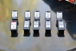 10 X CARTOUCHES D'ENCRE VIDES CANON, 545 (NOIR & BLANC), 3 ORIGINALES & 7 SUBSTITUTS - Photo 1/9