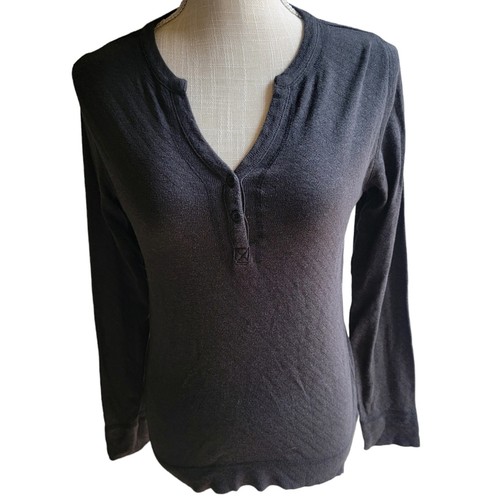 Top Henley The North Face nero scollo a V manica lunga maglia leggera taglia media