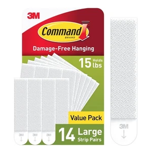 Command 15 lb Large Picture Hanging Strips, 14 Pairs, White Adhesive - Picture 1 of 9