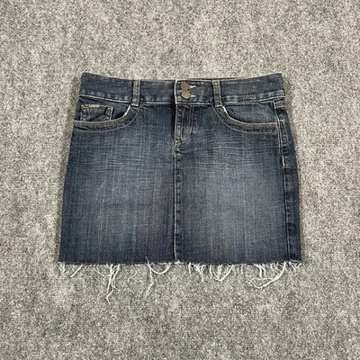 Minifalda vaquera Tommy Hilfiger para mujer talla 4 azul lavado oscuro dobladillo crudo bordado Foto 1 de 4