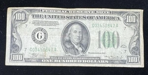 $100 One Hundred Dollar Bill Series 1934 Federal Reserve Note - Bank Of Chicago - Picture 1 of 3