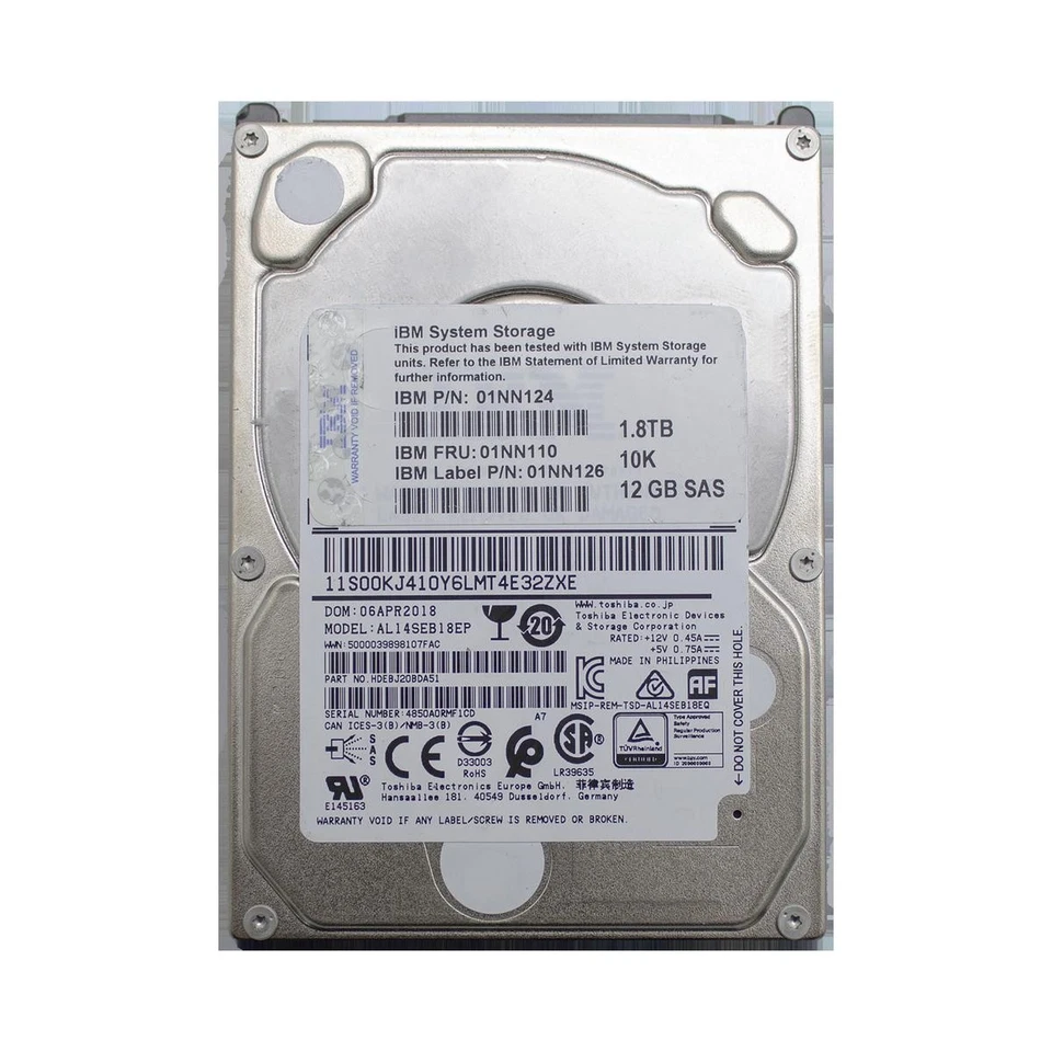 TOSHIBA AL14SEB18EP Hard Disk HDD SAS 1.8TB 2.5" Hard Drive 12GBPS 10K RPM - Image 1 of 3