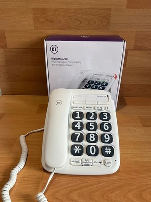 BT Big Button 200 Corded Landline Telephone Handsfree White 1 Year Warranty - Image 1 of 4
