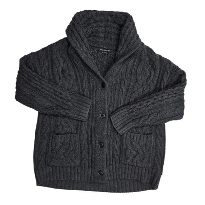 Cárdigan suéter calavera cachemir para mujer MED cuello chal grueso tejido con cable Foto 1 de 4