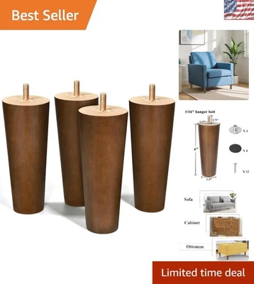 Durable Solid Wood Furniture Legs 6-Inch - Perfect for Couch and Cabinet Upgrade - Image 1 of 4