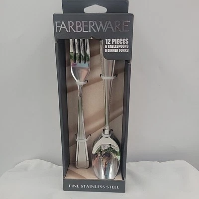 NIB Farberware CHELSEA 12 Pieces - 6 Tablespoons 6 Dinner Forks Stainless Steel  - Image 1 of 2