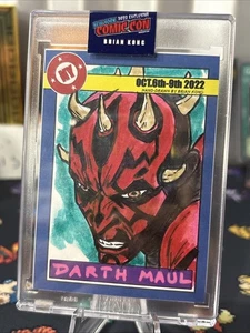 Tarjeta de boceto 1/1 de New York Comic Con Star Wars Darth Maul boceto original #59/150 - Imagen 1 de 12