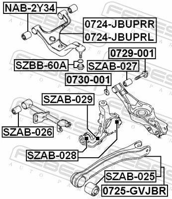 Für FEBEST SZAB-025 LONGITUDINAL REAR LEVER SILENT BLOCK SUZUKI - Bild 1 von 4