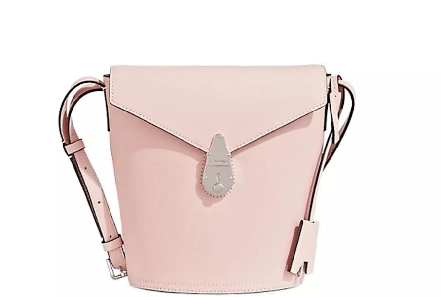 Calvin Klein Womens Lock Leather Bucket Bag Color Blossom/silver
