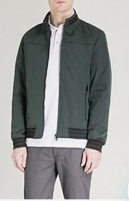 Abrigo Ted Baker Para Hombre Talla 2 (Pequeño EE. UU.) Chaqueta de Bombardero Copen Verde Cuello Embudo Cremallera Foto 1 de 4