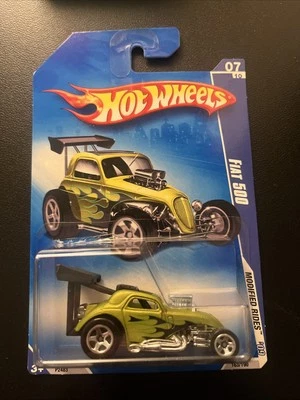 2009 Hot Wheels #163 Passeios Modificados 7/10 FIAT 500 Verde Cetim com Cromo 5 Raios - Imagem 1 de 2