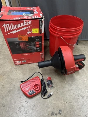 Milwaukee M12 Cordless Lithium-Ion Drain Snake Kit with Bucket 2571-21 (Used) - Image 1 of 4