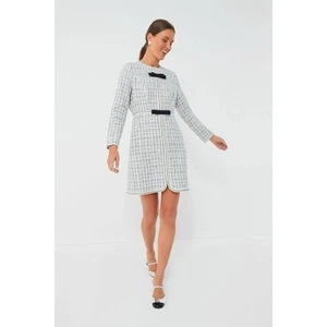 Tuckernuck Pomander Place Ivory Bow Tweed Brigitta Long Sleeve Mini Dress - Bild 1 von 9