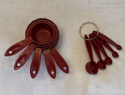 Nordic Ware Bundt Measuring Cups  & Spoons Maroon Red - Image 1 of 4