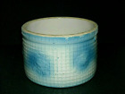 Large 3# Blue & White Stoneware Butter Crock - Rose & Waffle Weave - Salt Glaze