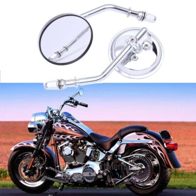 Хромированное круглое зеркало заднего вида для мотоцикла Harley Davidson Sportster XL1200 883 - Изображение 1 из 4