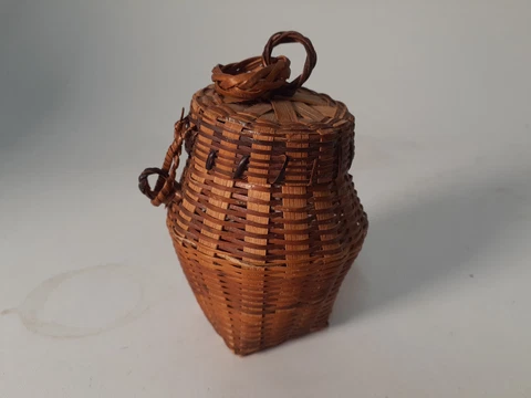 Antique Miniature Basket with Covered Lid, Very Sweet, Perfect Condition Cover