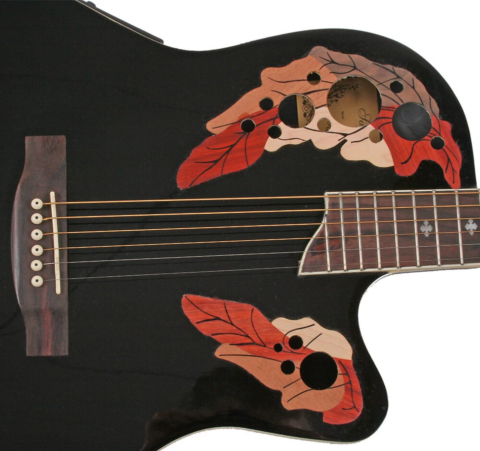 Santander Akustik Western Roundback Gitarre, Cutaway Tonabnehmer Mahagoni black - Bild 1 von 4