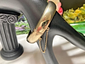 Elegant Vintage Gold Vermeil Sterling Silver Polished Hollow Bangle Bracelet - Picture 1 of 10