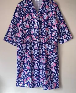 New Ladies Floral Print 3/4 Sleeve Button Front Cleaning Overall Work Wear Coat - Picture 1 of 5