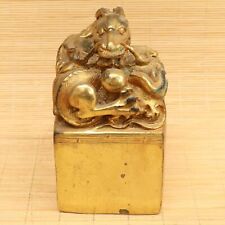 Chinese exquisite Silver copper Handmade make of Gilding Statue Seal 00487