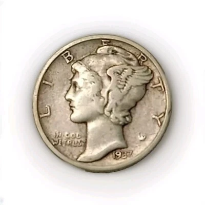1937 Mercury Dime 10 Cent Full Bands - Image 1 of 4