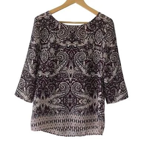 Blusa túnica pequeña Cynthia Rowley estampado cachemir línea larga - Imagen 1 de 3