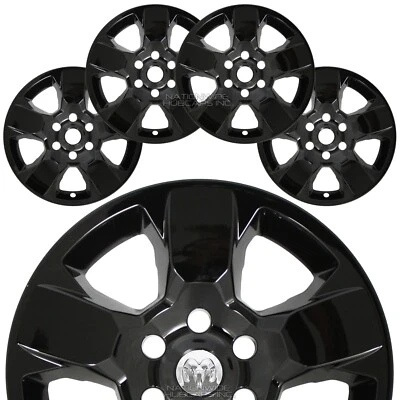 4 черных 18-дюймовых колпака ступицы колпаки обода для Dodge Ram 1500 Truck 2019-2025 годов выпуска - Изображение 1 из 4
